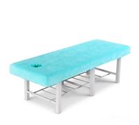 DLAYLQZG Sábana Ajustable para Camilla de Masaje Terciopelo con Agujero Facial, Funda Elástica Lavable para Salón Belleza, SPA y Tatuajes (Sky Blue)
