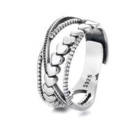 DLAZUM Anillo de corazón de Amor de Plata esterlina, Anillo de Banda Ajustable para Mujeres, Anillos de deformación de Amor Dulce para niñas Adolescentes, Hijas, Novias