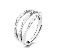 DLAZUM Anillo de Tres Capas de Plata esterlina 925 para Mujer, Anillos Ajustables para el Dedo índice, Anillo de Moda, joyería de Aniversario, Regalos