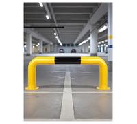 DLAZUM Barrera de Aparcamiento en Forma de U: bolardo anticolisión de Acero de Alta Resistencia con Tiras Reflectantes para Mayor Seguridad en aparcamientos, almacenes y Carrete,80x30x0.2cm