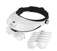 DLAZUM Herramienta de reparación de lámparas de Lupa Lupa con Luces LED 1X 1.5X 2X 2.5X 3.5X Lupa de iluminación montada en la Cabeza de 2 LED Gafas Lupa Brazo de Cuello de Cisne Flexible
