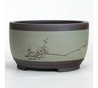 DLAZUM Maceta de cerámica Redonda Grande, Mediana y pequeña para bonsái, Soporte Decorativo para Cactus, contenedor de Flores, sembradora de Interior, Cuenco de cerámica para Plantas,Green-17cm