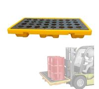 DLAZUM Palet Industrial de contención de derrames de bidones, Capacidad para 2 bidones, Antideslizante, accesible para montacargas, diseño Modular para protección contra derrame,51-1/5x26-4/5x6.7in