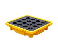 DLAZUM Palet Industrial para la contención de derrames de bidones, Bandeja apilable para bidones de Aceite con Drenaje, Plataforma Modular Desmontable para Cubos de Pintura y al,1pcs-66x66x15cm