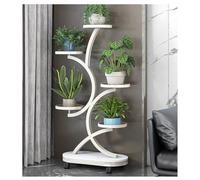 DLAZUM Soporte para Plantas de 4/5 Niveles con Ruedas, Soporte de Hierro Multicapa para macetas, estantería para Plantas de Interior y Exterior, Ideal para Patio, balcón o Sala,White-45x24x95cm