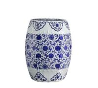 DLAZUM Taburete de jardín de cerámica Decorativa con Forma de Tambor, de Porcelana China Azul y Blanca, Estilo Europeo Americano.,Bluea