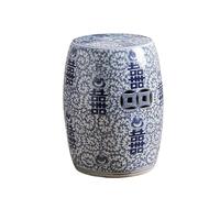 DLAZUM Taburete de jardín de cerámica Decorativo Estilo Tambor Chinoiserie Tradicional para Patio, Azul y Blanco, para Interior y Exterior.,Blue