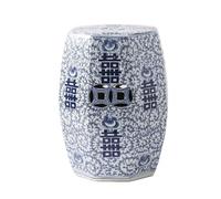 DLAZUM Taburete de jardín de cerámica Decorativo Estilo Tambor Chinoiserie Tradicional para Patio, Azul y Blanco, para Interior y Exterior.,Bluea