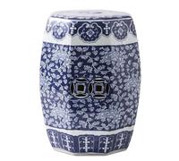 DLAZUM Taburete de jardín de cerámica Decorativo Estilo Tambor para Interior y Exterior, Estilo Chinoiserie, Estilo Tradicional para Patio, Color Azul y Blanco.,Bluea