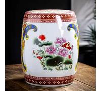 DLAZUM Taburete de jardín Decorativo, Taburete de jardín Decorativo de cerámica, Taburete de jardín de Tambor de cerámica, Taburete de jardín Decorativo esmaltado, Taburete de jardín,Lotus