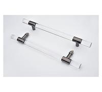 DLAZUM Tirador de Puerta corredera Tipo Granero Comercial de Alta Resistencia, 60/80/100/120 cm de Altura, de acrílico, para Interiores y Exteriores, Modelo Doble.,Black-100cm/39.4in