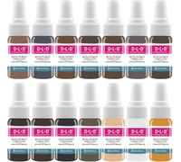 DLD Tattoo Pigment Kit Ceja Tatuaje Labio Tatuaje Líquido Larga Duración Color Rápido Belleza Cuerpo Cuidado Personal Herramientas de Maquillaje Dinámico Tinta 14 Botellas Base Tatuaje Pintura Kit