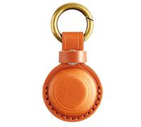 DLENP Nueva funda Airtag de piel auténtica con llavero, colgante AirTag, funda oculta para Apple Air Tag, antiarañazos, antipérdida, adecuada para perros, gatos, (marrón)