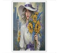 DLERFLOVR Arte Mural en Lienzo Ciudad Romántica Cuadros Decorativos Chica Urbana Retro Póster de Arte Pintura Sobre Lienzo Decoración De Pared para Salón Dormitorio Baño, 40x60cm - Gris