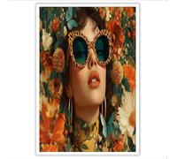 DLERFLOVR Arte Mural en Lienzo con Chica Pecosa Póster de Arte Pintura Al Óleo De Estilo Retro Cuadro en Lienzo Decoración De Pared Para Salon Dormitorio Oficina, 40x60cm, Naranja Caramelo