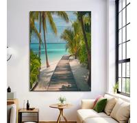 DLERFLOVR Cuadro Decorativo para Sala Complejos Turísticos En Maldivas Lienzos Decorativos Playa Tropical Cuadro Sobre Lienzo Cuadros Pared Imágenes Dormitorio Cocina, Verde