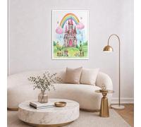 DLERFLOVR Cuadro en Lienzo Tema Del Jardín De Los Sueños Arte Mural en Lienzo Castillo De La Princesa Cuadros Decorativos Para Salón Habitación Infantil Oficina Galería Decoracion Pared, Verde Claro