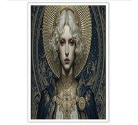 DLERFLOVR Cuadro Sobre Lienzo 30x40cm Sin marco Mitología Clásica Europea Cuadro en lienzo Chica Diosa Retro Lienzos Decorativos para Dormitorios Comedor Oficina Pasillo y Cocina, Oro