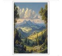 DLERFLOVR Cuadro Sobre Lienzo 70x100cm Sin marco Paisajes Pastorales Cuadro en lienzo Colinas Italianas Lienzos Decorativos para Dormitorios Comedor Oficina Pasillo y Cocina, Verde Salvia