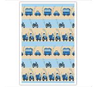 DLERFLOVR Cuadros de Tela Autobuses, Coches, 40x60cm Pósteres para Habitación Infantil Láminas Decorativas Sin Marco Transporte Decorativas de Pared Para Dormitorio Oficina Comedor, Azul Claro