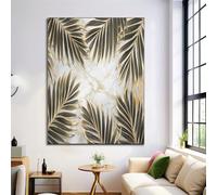DLERFLOVR Cuadros Decoracion Mármol De Hoja De Palma Cuadro en Lienzo Estilo De Arte Moderno Decoracion Hogar Pared para Sala Comedor Oficina Dormitorio Pasillo - 50x70cm, Gris