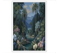 DLERFLOVR Cuadros Decorativos Paisaje De Selva Tropical Cuadro en Lienzo Río Sinuoso Cuadro Sobre Lienzo Verde Oscuro Pared Imágenes para Dormitorios Comedor Oficina Pasillo, Sin Marco, 30x40cm