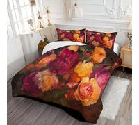 DLERFLOVR Edredón Nórdico Cama 150, Edredón Estampado con Rosa Retro Romántica Relleno Nórdico Estilo De Arte Barroco Ligero y Cálido con 2 Fundas para Cualquier Temporada Rojo 220x240cm
