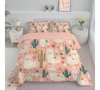 DLERFLOVR Edredón Nórdico para Cama 150-240x220cm - Edredón Reversible Corazón De Cactus De Alpaca Relleno Nórdico 4 Estaciones Estilo Lindo Ligero y Cálido con Fundas, Rosa