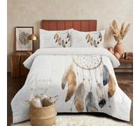 DLERFLOVR Edredón Relleno Nórdica Reversible de Dos Colores Cama 150 Edredon 4 Estaciones Atrapasueños De Plumas Retro Suave y Transpirable Nórdico Invierno con 2 Fundas Almohada, 240x220cm, Blanco