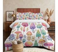 DLERFLOVR Edredón Relleno Nórdica Reversible de Dos Colores Cama 150 Edredon 4 Estaciones Bosque De Setas Suave y Transpirable Nórdico Invierno con 2 Fundas Almohada, 240x220cm, Blanco