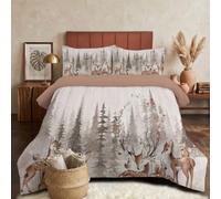 DLERFLOVR Edredón Relleno Nórdica Reversible de Dos Colores Cama 150 Edredon 4 Estaciones Ciervo Sika, Ardilla Suave y Transpirable Nórdico Invierno con 2 Fundas Almohada, 240x220cm, Marrón Grisáceo