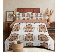 DLERFLOVR Edredón Relleno Nórdica Reversible de Dos Colores Cama 150 Edredon 4 Estaciones Expresión De Capibara Suave y Transpirable Nórdico Invierno con 2 Fundas Almohada, 240x220cm, Albaricoque