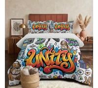 DLERFLOVR Edredón Relleno Nórdica Reversible de Dos Colores Cama 150 Edredon 4 Estaciones Ovni Robot Grafiti Suave y Transpirable Nórdico Invierno con 2 Fundas Almohada, 240x220cm, Blanco