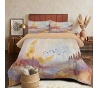 DLERFLOVR Edredón Relleno Nórdica Reversible de Dos Colores Cama 150 Edredon 4 Estaciones Paisaje De Luna Creciente Suave y Transpirable Nórdico Invierno con 2 Fundas Almohada, 240x220cm, Rosa Claro