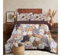 DLERFLOVR Edredón Relleno Nórdica Reversible de Dos Colores Cama 150 Edredon 4 Estaciones Postres con Forma De Gato Suave y Transpirable Nórdico Invierno con 2 Fundas Almohada, 240x220cm, Gris Claro
