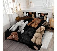 DLERFLOVR Edredon Relleno Nordico 260x230cm - Edredon Reversible Caniche Edredones Mascotas Lindas Suave, Ligero y Transpirable con 2 Fundas de Almohada 50x75 cm, Negro