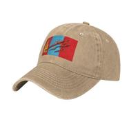 DLERFLOVR Gorra Vaquera Vintage, Gorra de béisbol Patrimonio Cultural Retro Ajustable Unisex Gorras en Apariencia gastada Bandera De Mongolia Sombrero de Sol Clásica Lavada para Hombre Mujeres, Caqui