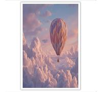 DLERFLOVR Lienzos Decorativos Globo Aerostático Cuadro Sobre Lienzo Cielo De Ensueño, 30x40cm Lienzos Pared Imágenes Cuadros Decoracion para Salon Dormitorio Cocina Estudio de Estudio, Rosa