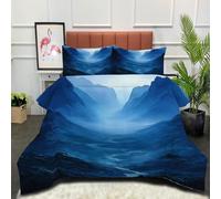 DLERFLOVR Nórdico Invierno Montañas Mágicas Suave Ligero Edredón Valle Brumoso Cama 150 220x240cm Relleno Nordico Caliente y Cómodo - Transpirable, Lavable a Máquina, Azul Oscuro