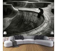 DLERFLOVR Papel Pared Panorámico Arte Callejero Papel Pintado de Seda Parque De Patinaje Abandonado Póster Gigante 3D Decorativos de Pared para Salón Dormitorio Pasillo, 400x280cm, Gris Oscuro