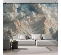 DLERFLOVR Papel Pared Panorámico Surrealista Papel Pintado de Seda Escultura Relieve Montaña Nubes 3D Póster Gigante 3D Decorativos de Pared para Salón Dormitorio Pasillo, 200x140cm, Marrón Claro