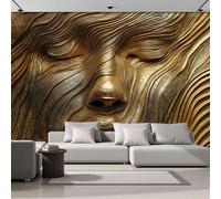 DLERFLOVR Papel Pared Panorámico Textura Abstracta Papel Pintado de Seda Escultura De Un Rostro De Mujer Póster Gigante 3D Decorativos de Pared para Salón Dormitorio Pasillo, 450x315cm, Marrón