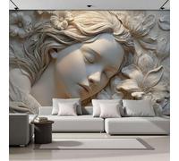 DLERFLOVR Papel Pintado de Seda Alivio De Yeso, 300x210cm Fotomurales La Bella Durmiente De Pelo Largo Papel Tapiz Fondo De Pantalla XXL Decoración de Pared para Domitorio, Salón y Oficina, Marrón