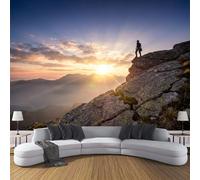 DLERFLOVR Papel pintado de Seda Cima De Las Montañas Rocosas, 250x175cm Papel Tapiz Fotográfico Paisaje Realista Fondo De Pantalla Decoración De Pared para Salón Dormitorio Comedor, Marrón Grisáceo