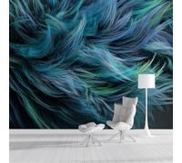 DLERFLOVR Papel Pintado Panorámico Pelo De Animal 400x280cm Fotomurales Cabello Abstracto XXL Papel Tapiz Seda Decoración De Pared para Comedores, Salones, Habitaciones, Azul