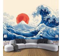 DLERFLOVR Papel Pintado Pared La Gran Ola De Kanagawa 150x105cm Fondo Pantalla Panorámico Estilo Hokusai Papel Tapiz Decoración Pared para Sala Estar Dormitorio Oficina, Azul Oscuro