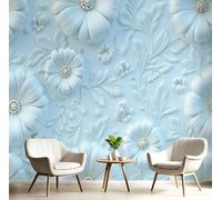 DLERFLOVR Papel Tapiz Fotográfico 250x175cm Relieve Floral 3D Fondo De Pantalla XXL Hermosas Flores Silvestres Decoración De Pared Moderna para Sala Cuarto Oficina Salón, Blanco Marfil