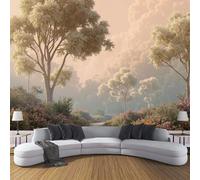 DLERFLOVR Papel Tapiz Fotográfico 300x210cm Paisaje De Árboles Retro Fondo De Pantalla XXL Sendero Del Bosque Mágico Decoración De Pared Moderna para Sala Cuarto Oficina Salón, Amarillo