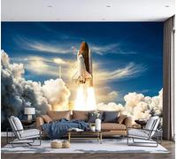DLERFLOVR Papel Tapiz Fotográfico Aviones Y Cohetes Papel Pintado Sala Fotografía Aeroespacial Fondo De Pantalla XXL Moderna Decoración de Pared Para Sala Cuarto Oficina Salón, 400x280cm