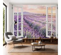 DLERFLOVR Papel Tapiz Fotográfico Campos De Lavanda 400x280cm, Papel Pintado Panorámico Estilo Pastoral Romántico Póster XXL Seda Decoración de Pared para, Salón, Oficina, Sala de Estar, Morado Claro